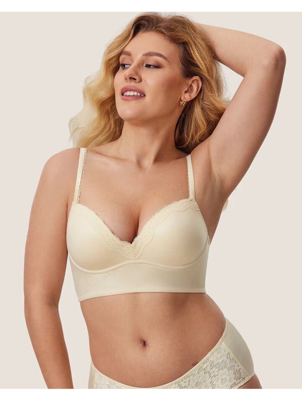 Dobreva Women's Beige Wireless Push Up Bra Sz. 40D NWT